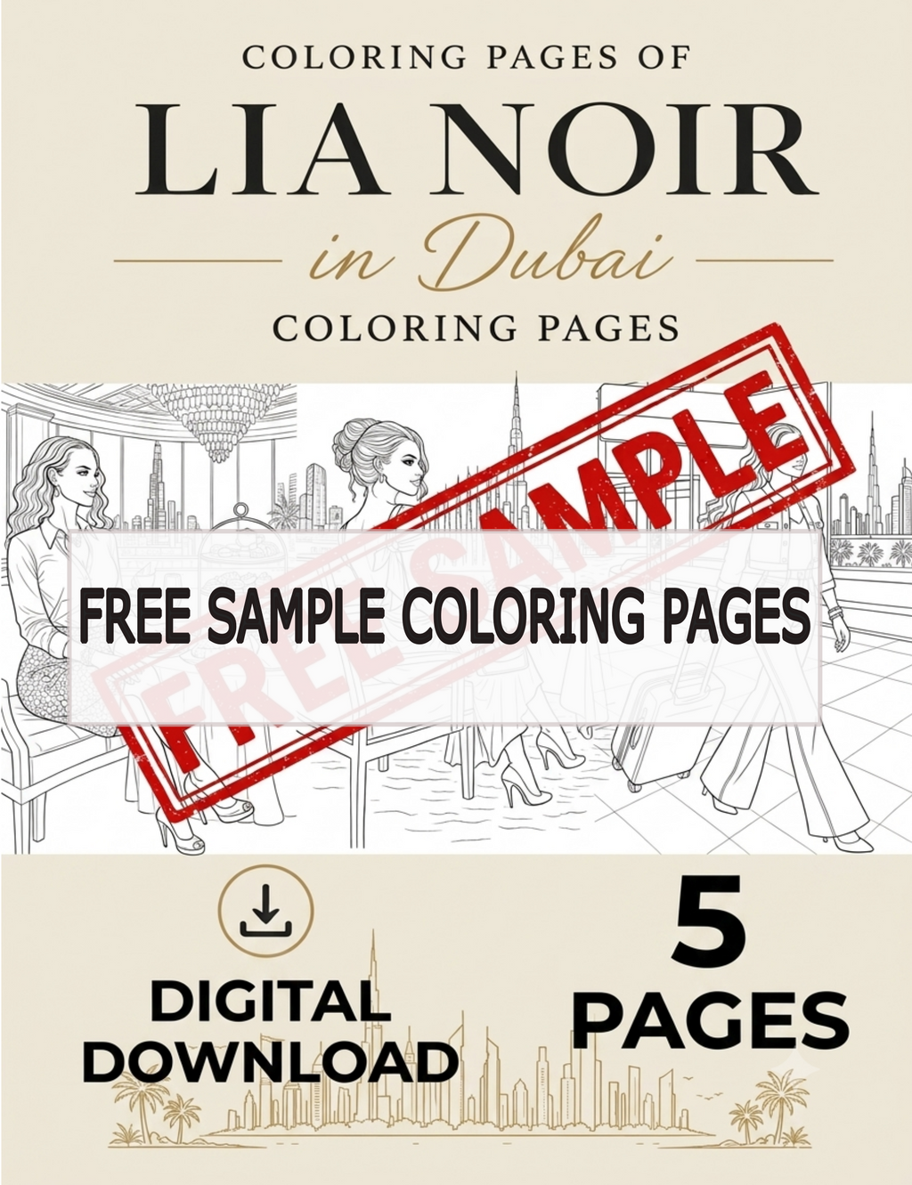 Lia Noir in Dubai Coloring Pages Download - Send to your e-mail