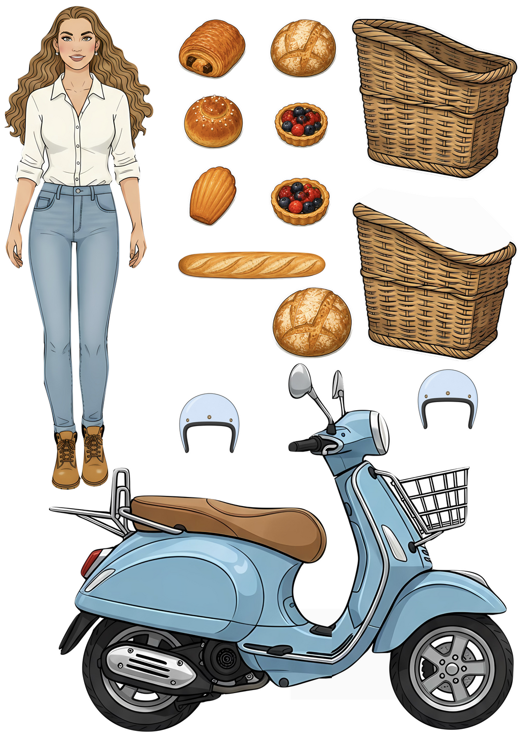 French Market Scene - Lia Noir Paper Doll