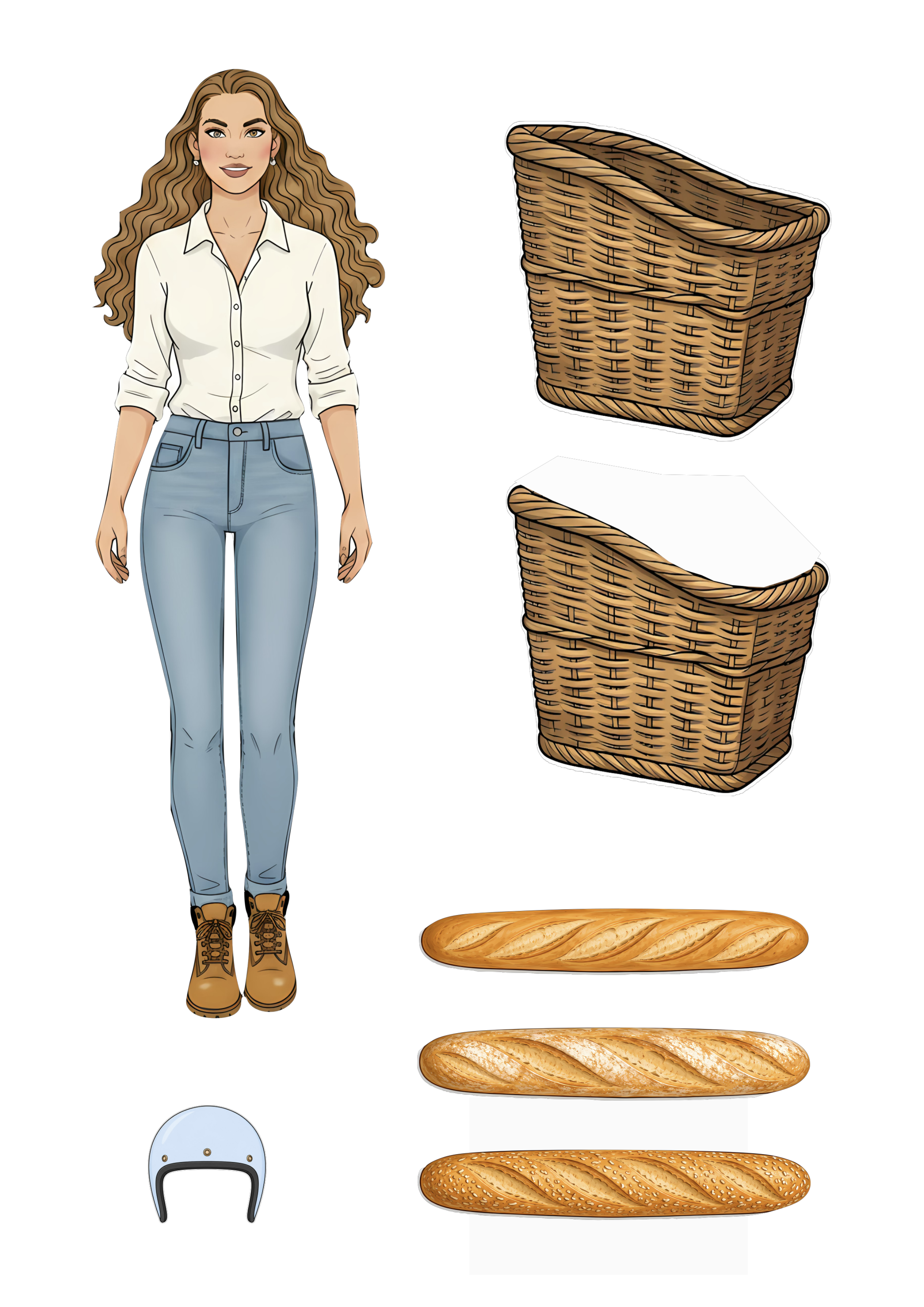 French Market Scene - Lia Noir Paper Doll