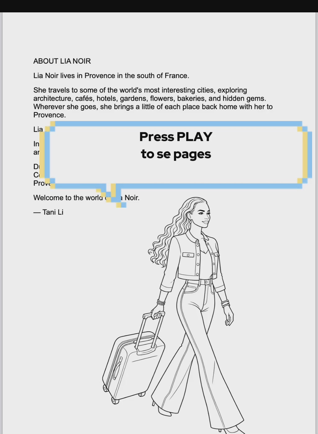 Lia Noir in Dubai Coloring Pages - Digital Download - PDF File