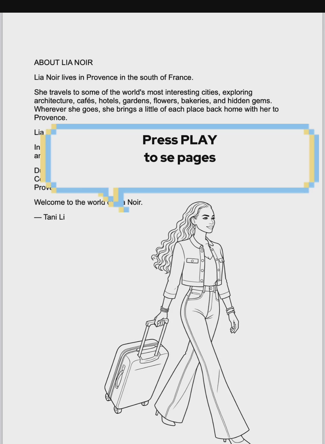 Lia Noir in Dubai Coloring Pages - Digital Download - PDF File