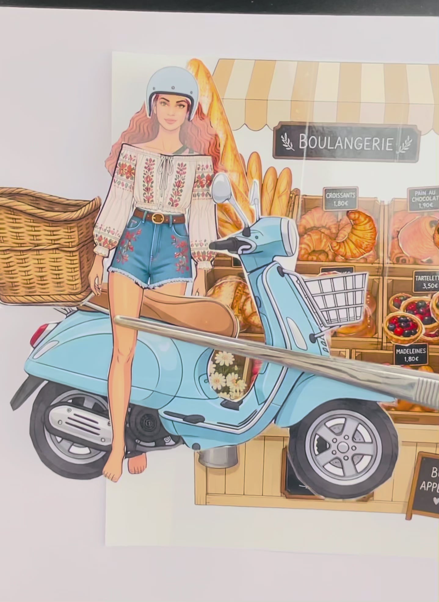 French Market Scene - Lia Noir Paper Doll