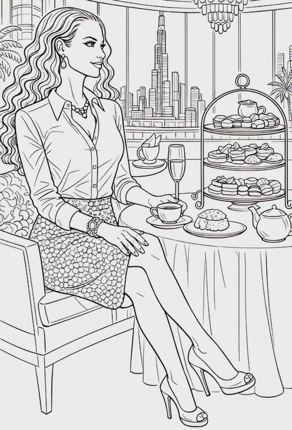 Lia Noir in Dubai Coloring Pages - Digital Download - PDF File